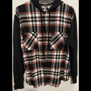 Plaid Print Hooded Blouse. Perfect condition!